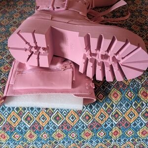 Obsidian knee high pink combat boots size 10